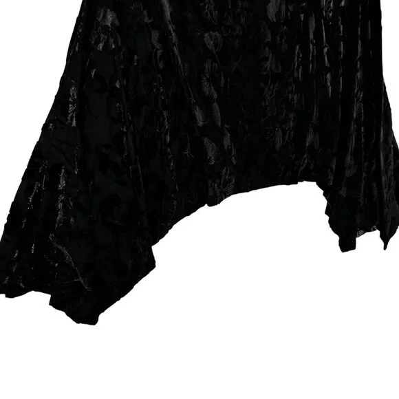 Velvet Floral Burnout Asymmetric Tunic NWT Cut Out Long Sleeve Black Sheer Med - Picture 4 of 10